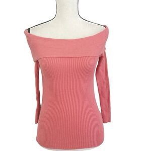 Forever 21 Contemporary Coral Off The Shoulder Knit Sweater Size M